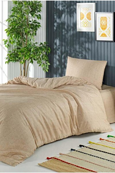 polo life Pololife Düz Polyester Nevresim Takımı Tek Kişilik Kahverengi