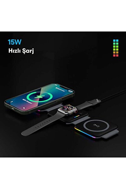 Sphone Iphone 11/12/13/14/pro/plus/max Uyumlu Apple Watch, Kulaklık Kablosuz Katlanır Şarj Ünitesi