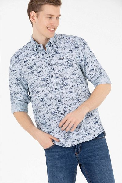 U.S. Polo Assn. Мъжка тъмносиня риза с дълъг ръкав