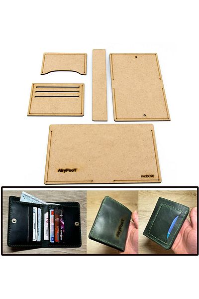 AiryFooT Кожен хоби вертикален портфейл с държач за карти, калъп от 5 части