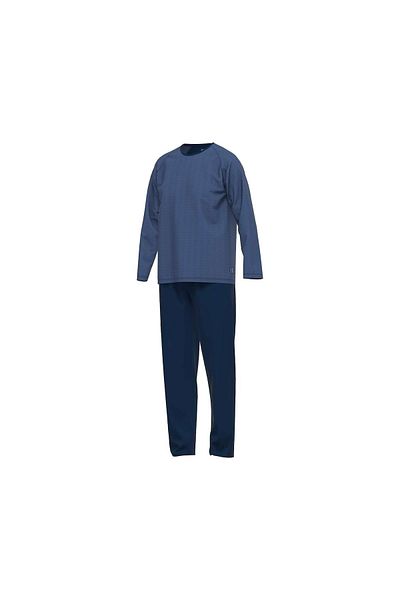 Ceceba Herren Schlafanzug – Pyjama, Baumwollmischung, Rundhals, Logo, Lang, Einfarbig