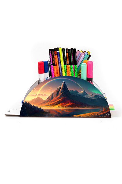 kutuTR Wooden Vip Ai Model Series Desktop Pen Holder Organizer with Rainbow Ruler Assembled Box