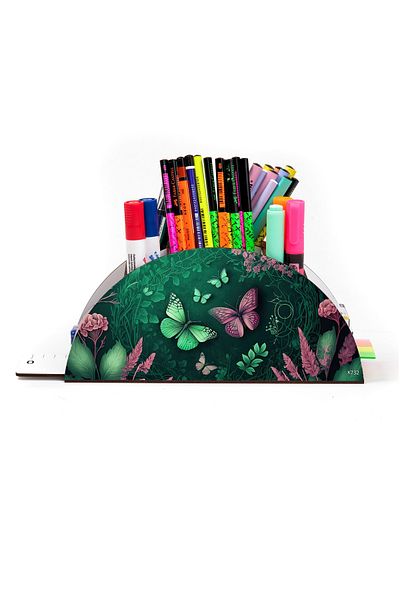kutuTR Wooden Vip Ai Model Series Desktop Pen Holder Organizer with Rainbow Ruler Assembled Box