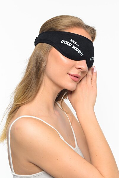 Sh Mağazacılık Pamuklu Siyah Yıkanabilir Göz Bandı Uyku Maskesi Zzz... Uyku Modu