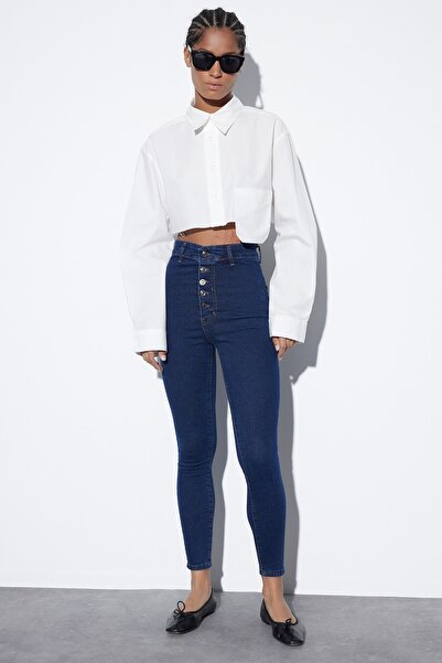 Trendyol Collection Темно-сині джинси джеггінси з високою талією TWOAW21JE0446