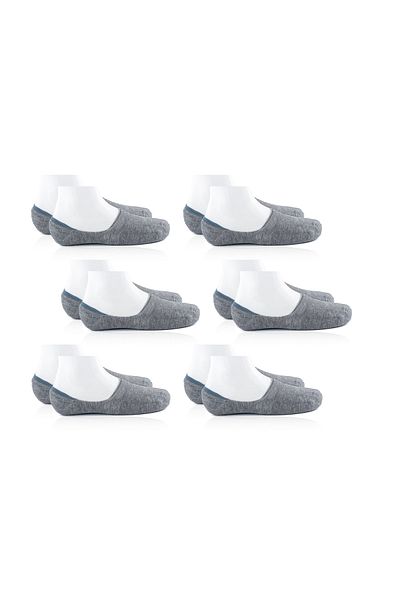 FORMO 6-Piece Women's Gray Bamboo Seamless Silicone Non-Slip Heel High Quality Invisible Ballerina Socks