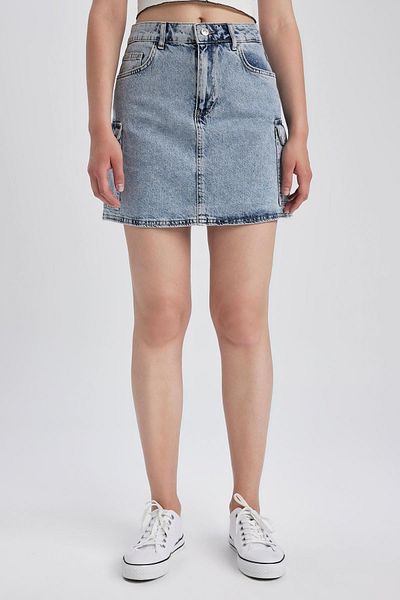 DeFacto Спідниця Cargo Fit Jean Mini 100 Cotton Спідниця A7112ax23hs