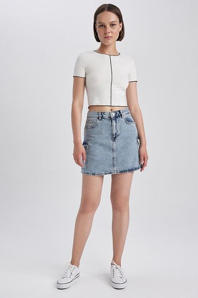 DeFacto Спідниця Cargo Fit Jean Mini 100 Cotton Спідниця A7112ax23hs