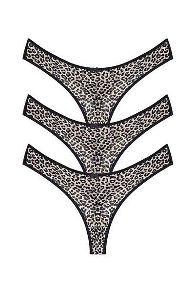 Perita.Life Women's, Leopard Cotton 3-Piece Thong, String