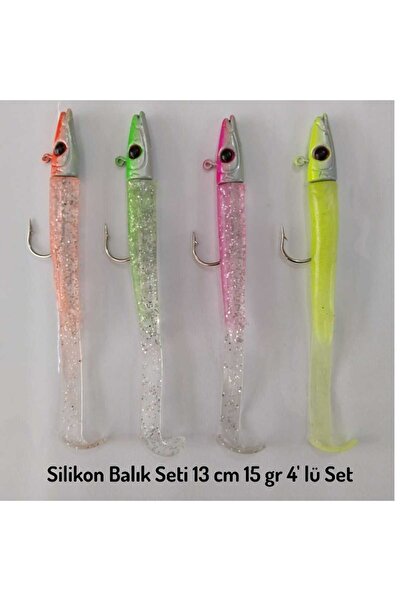 hobim LRF - SPİN ATÇEK Levrek-Kofana-Palamut-Baracuda-Lüfer Silikon Balık Seti ( 13 cm 15 gr 4'lü Set )