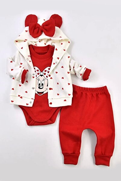 KZYTİCARET Triple Baby Girl Suit with Printed Jacket