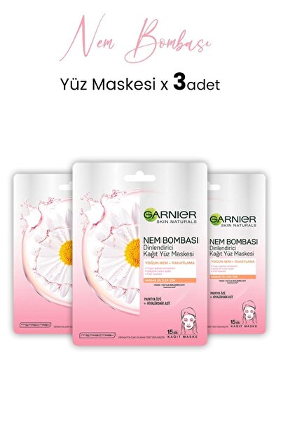 Garnier Kağıt Yüz Maskesi Nem Bombası Dinlendirici 28 gr x 3 Adet