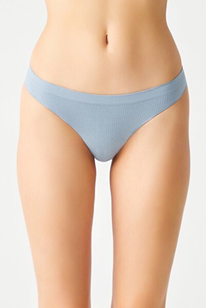 Los Ojos Mavi Fitilli Seamless Brezilya Modeli Külot Ribbed Brasil