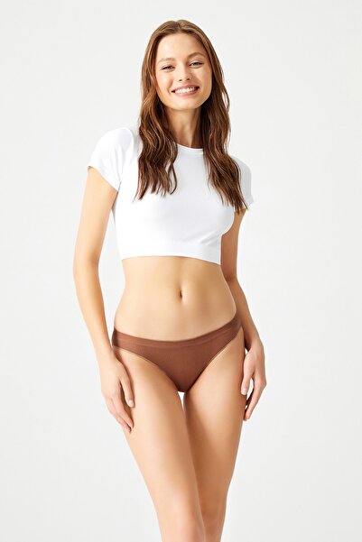Los Ojos Kahverengi Fitilli Seamless Klasik Külot Ribbed Classic