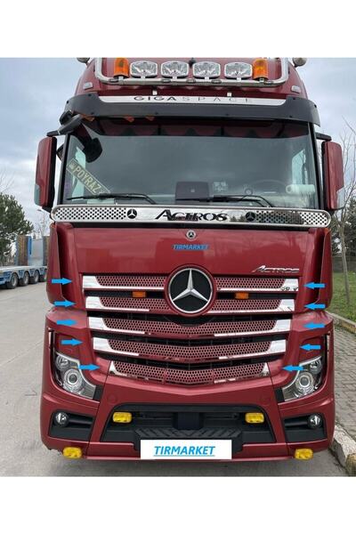 TIRMARKET Mercedes Actros 1845 Geniş Kabin Mp4 - Mp5 Ön Panjur Kromu 11 Parça.
