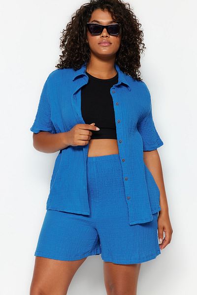 Trendyol Curve Πουκάμισο Saks Muslin Woven TBBSS23AX00016