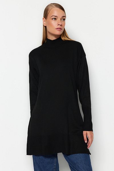 Trendyol Modest Pulover negru din tricotaje cu guler înalt TCTAW24AK00007