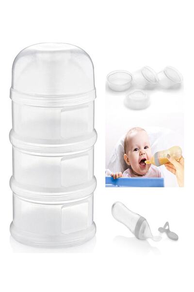 Babyjem Katlı Toz Mama Kabı Beyaz + Sıkmalı Kaşık Gri 90 Ml - Özel Koruyucu K...