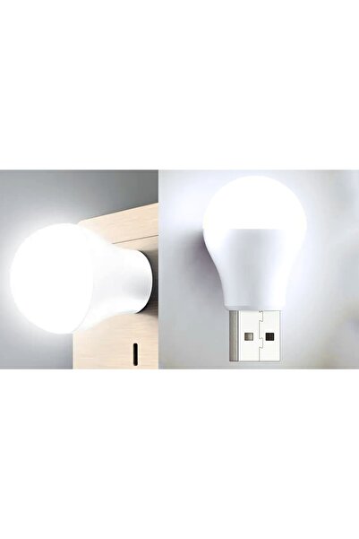 gaman Ampul Tasarımlı 2 Adet Usb Led Küçük Beyaz Işık Lamba Koridor Tuvalet O...