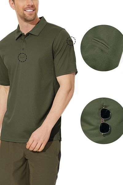 GHASSY CO. Чоловіча тактична футболка для гольфу з коміром Gomlek Quick Dry Moisture Wicking