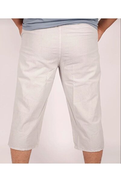 FATELLA Erkek Yumuşak Ham Bez Lastikli Yüksek Bel Rahat Kalıp Natural Kapri