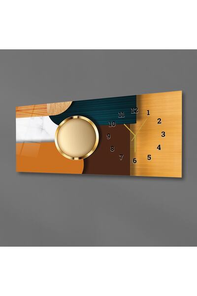 marpanya Yatay Yandan Saatli Sanat ve Doğa Temalı Cam Tablo 151