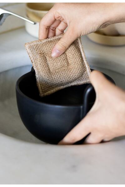 Beige & Stone اسفنجة أطباق سليلوزية طبيعية مضادة للبكتيريا، 2 لتر