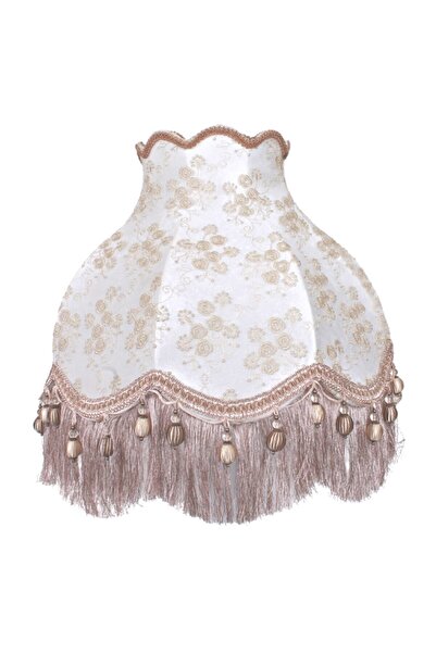 Dekovien Dantel Kaplama Ahşap Ayak Vizon Renk Kadife Kaplı Lambader Vintage Model