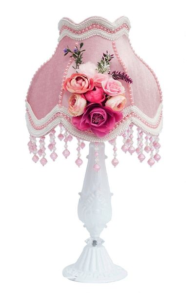 Nettenevime Velvet Covered Flower Decorated Lampshade