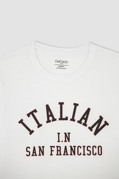 DeFacto Slim Fit Crew λαιμόκοψη, βαμβακερή χτενισμένη μπλούζα