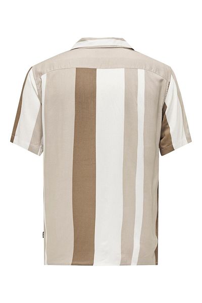 Only & Sons Ανδρικό πουκάμισο χακί Wayne Life Reg Stripe Viscose Shirt 22026100-03