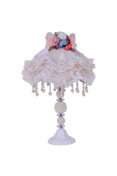 Dekovien Ecru Classic Vintage Model Flower Decorated Lampshade