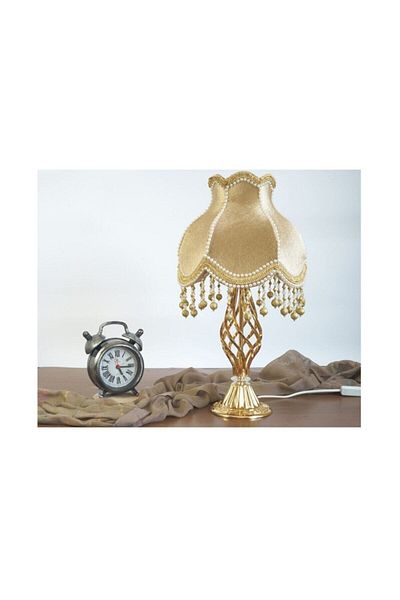 Nettenevime Gold Lampshade - Velvet Covered and Kokoş Decorated