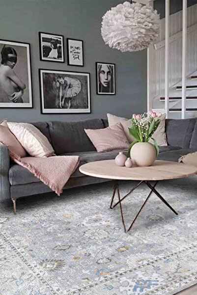 AIDA HOME Saint Elit Desenli Pamuk Tabanlı Yıkanabilen Kaydırmaz Antibakteriy...