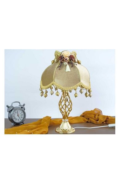 Nettenevime Gold Lampshade - Velvet Covered and Floral Decoration