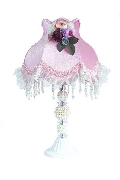 Dekovien Pink Flower Patterned Velvet Lampshade