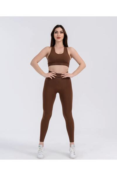 GYMXPRO Smeđe sportske helanke - Push-up detalji i učvršćivanje