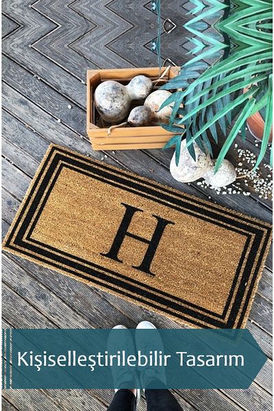 LAMONETA Xl Letter H 3 Striped Door Front Koko Bristle Mat