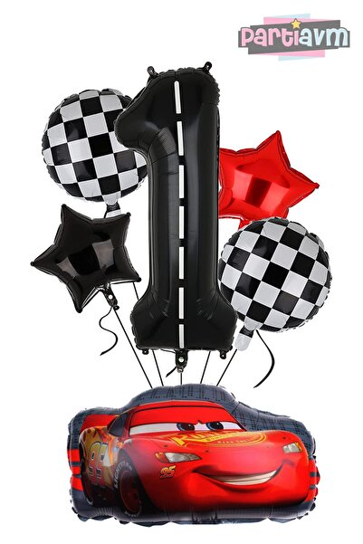 PARTİAVM مجموعة بالونات لايتنينج ماكوين مع بالونات أرقام سوداء (CARS)