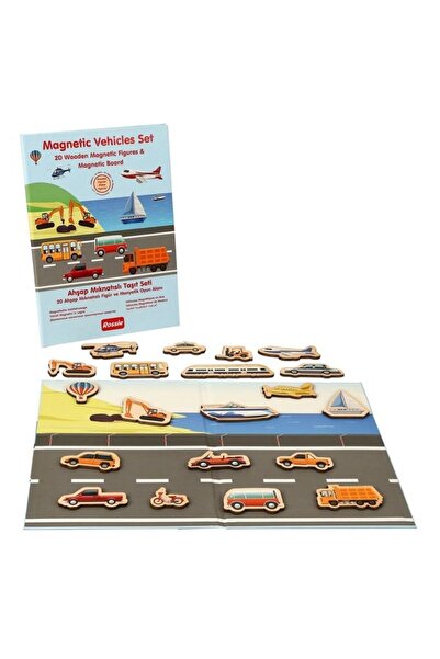Rossie Ahşap Mıknatıslı Taşıt Oyun Seti (Mıknatıslı Oyun Alanı)