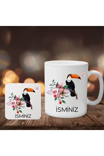 Florence Event Kişiye Özel Isim Yazılı Tukan Kuşu Baskılı Çay Kahve Kupası Ve...