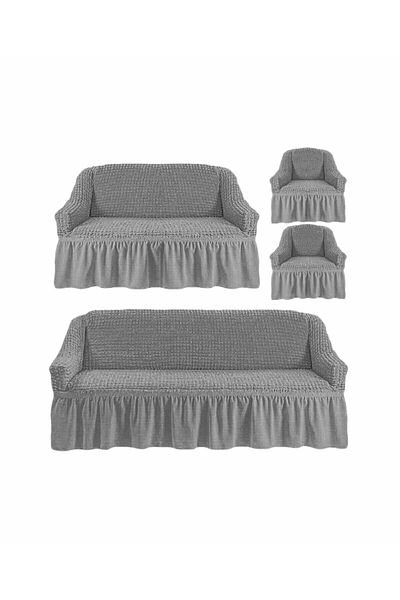 Nusret Gray Bürümcük Sofa Set Cover 3+2+1+1
