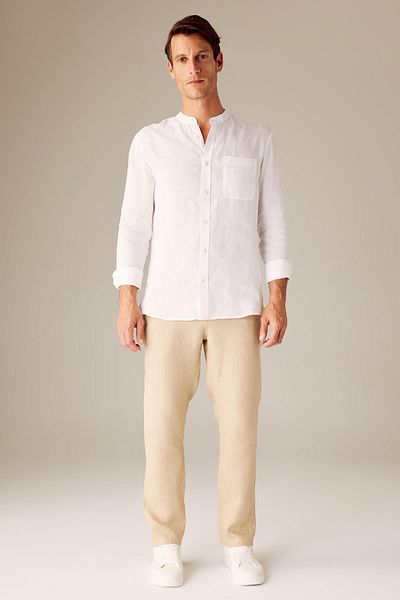 DeFacto Regular Fit 100 Linen Pants X4538az23sm