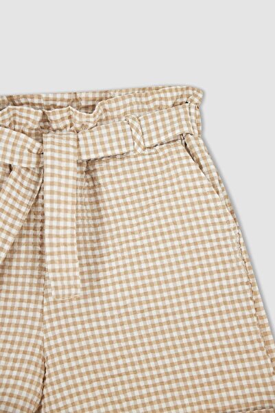 DeFacto Dívčí šortky s páskem Paperbag Gingham Belted