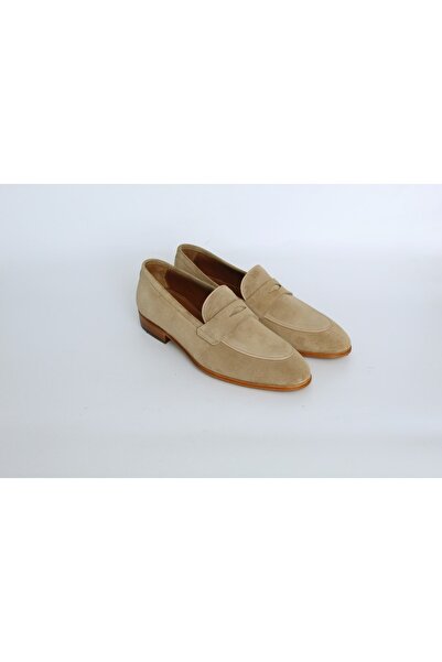 Murat Erbaş Hakiki Deri Süet Bej Loafer Ayakkabı