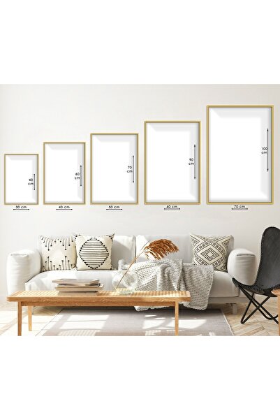 Zevahir Mobilya Dekorasyon Gold Metal Çerçeveli Çiçek Üçlü Kırılmaz Cam Tablo Seti
