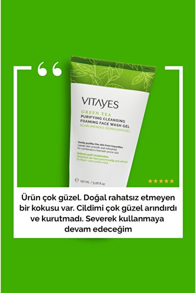 VITAYES Yüz Yıkama Jeli Akneye Yatkın Ciltler Için Yeşil Çay Özlü Derinlemesine Temizlik Avantajlı Üçlü Set