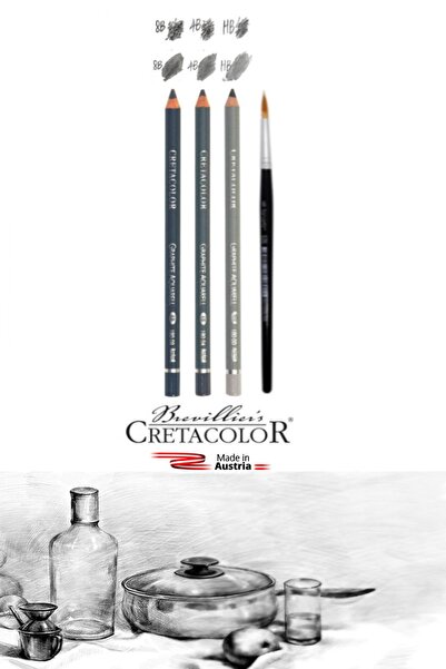 okulima Cretacolor Graphite Aquarelle Pencil 4B-HB-8B Fırçalı Set