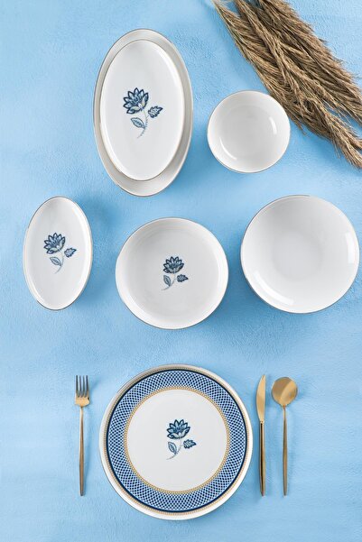 ACAR Enola 12 Kişilik 46 Parça Porselen Yemek Takımı