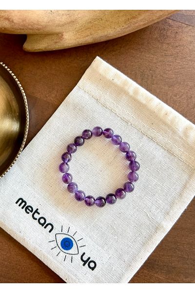 Metanoyaco Amethyst Natural Stone Bracelet (Third Eye Chakra)